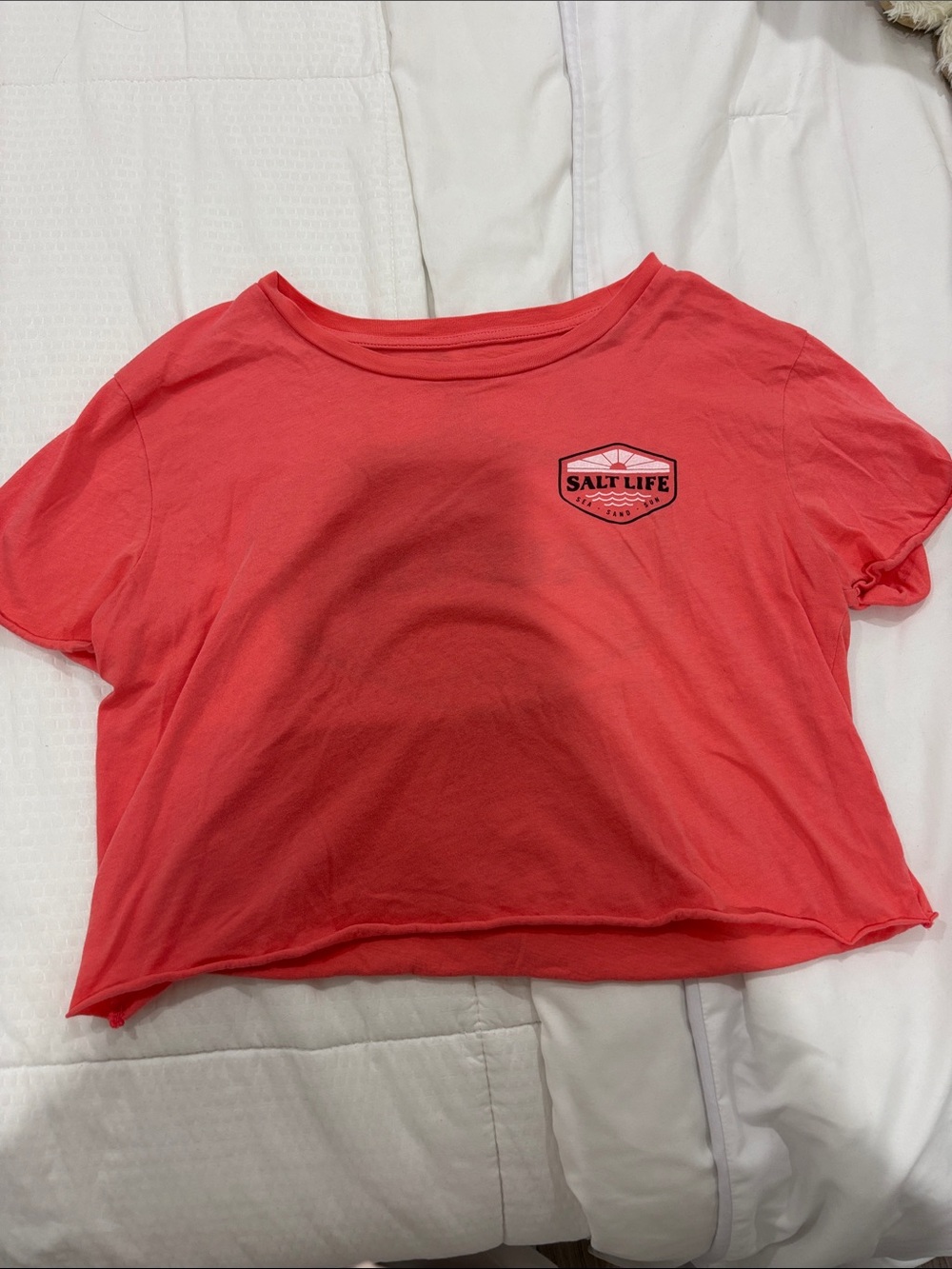 Salt Life Coral Pink Girls' Short Sleeve Cropped Tee